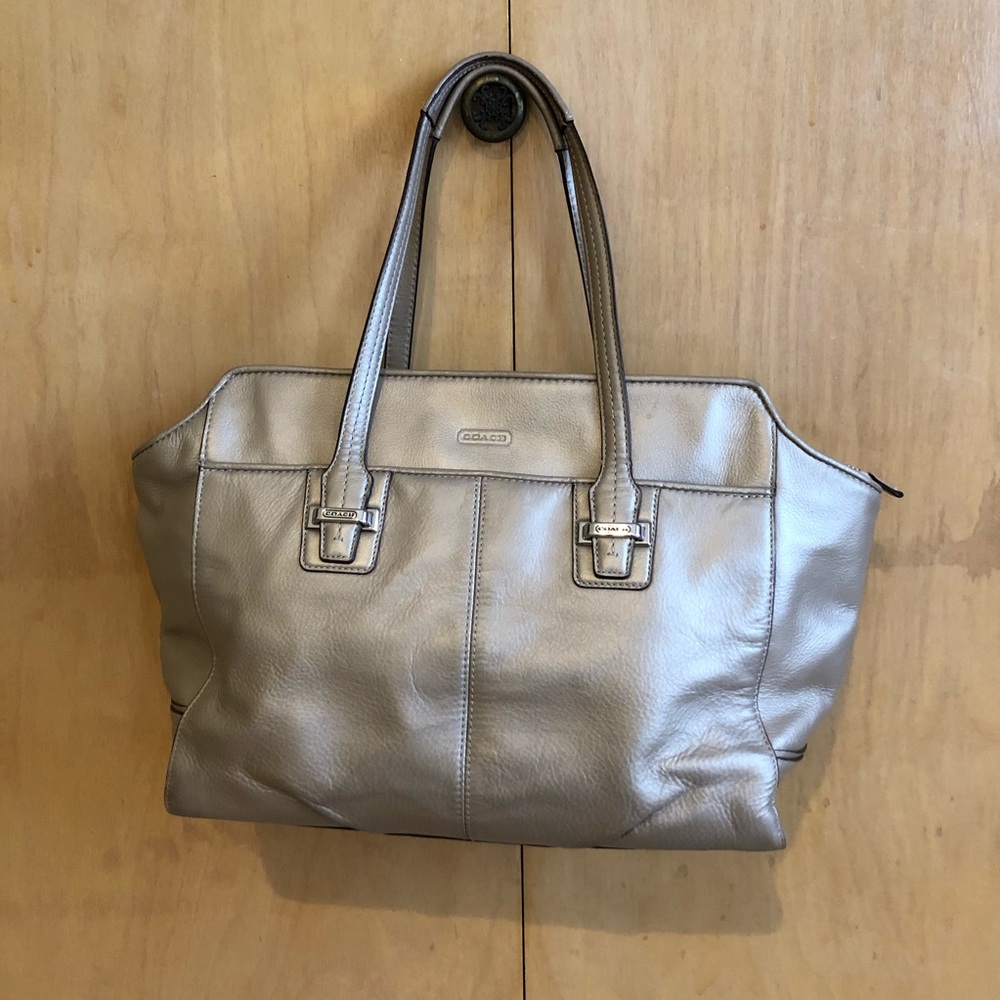 Coach Gold Metallic Leather Tote Shoulder Bag